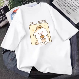 Áo thun in hình Bò sữa uống trà sữa siêu dễ thương áo phông ngắn nay nam nữ mùa hè