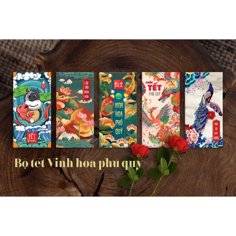 Set 10 Bao lì xì, 50 mẫu tùy chọn, giấy đẹp