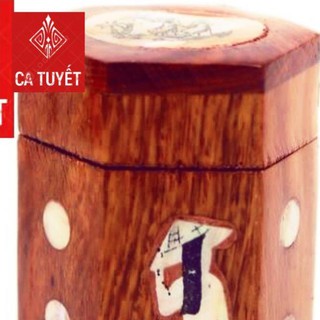 Lọ Đựng Tăm Gỗ Hương khảm Trai - Cô Gái Việt Nam ( Hàng cao cấp )