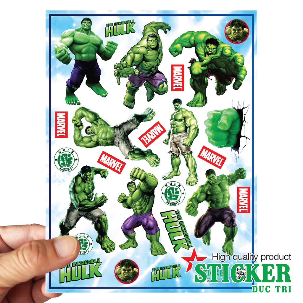 Bộ Sticker HULK, Miếng dán được cắt sẳn có màng bảo vệ chống nước chống ...