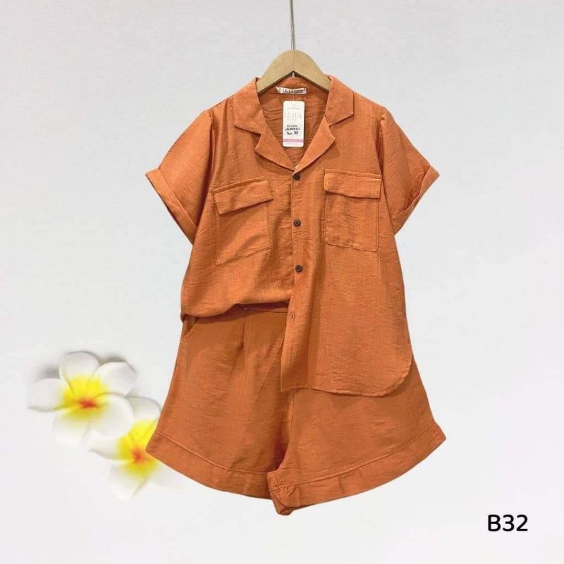 Đồ Bộ Nữ Bigsize Sét Bộ Đùi Đũi Áo Sơ Mi 2 Túi Sang Chảnh, Chất Vải Đũi Loại 1 Mềm Mát. 40-70 kg
