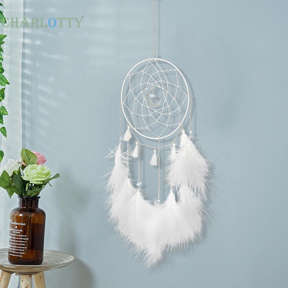 Phụ kiện trang trí phòng ngủ hình dreamcatcher phối lông vũ và đèn ...