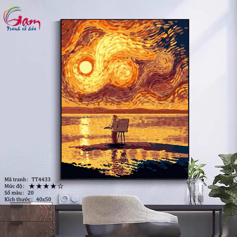 Tranh tô màu số hoá phong cách Van Gogh GAM TT4433 đã căng khung ...