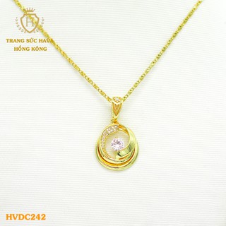Dây Chuyền, Vòng Cổ Nữ Mặt Đính Đá, Titan Xi Mạ Vàng Non 24k Cao Cấp - Trang Sức Hava Hong Kong