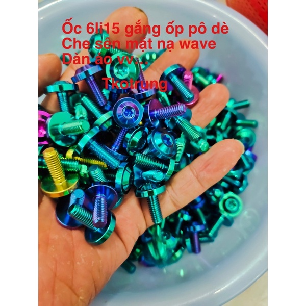 (Gr5 xịn) giá 1 con ốc titan 6li15 dù to dày gắn ốp pô che sên và dàn áo các loại xe (Giá bán 1 con ốc ) - 1