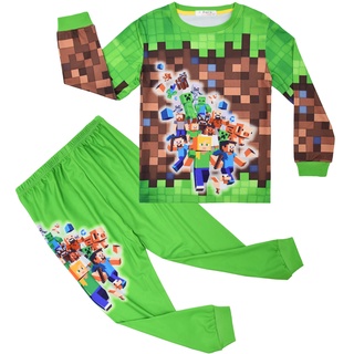 Bộ đồ ngủ Minecraft cho bé trai Bộ quà tặng dài tay 2 mảnh