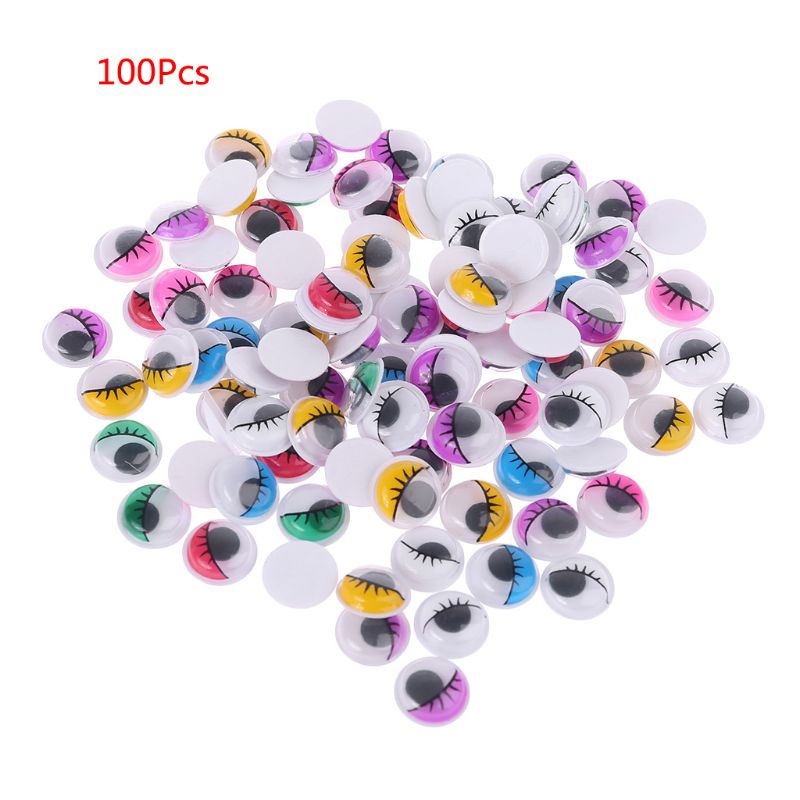 Set 100 Mắt Nhựa Tự Dính Nhiều Màu Sắc Gắn Búp Bê Gấu Bông
