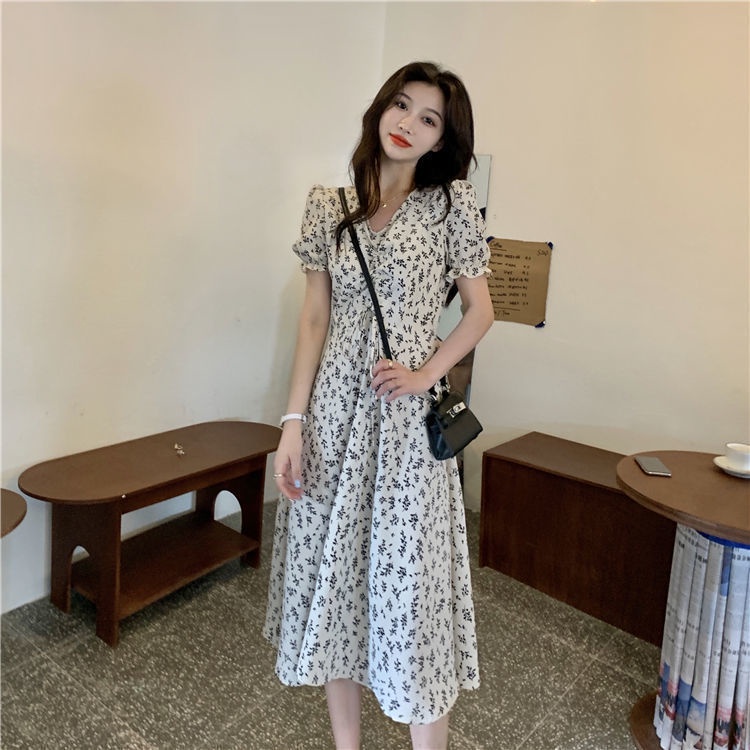 Đầm Hoa Cổ Chữ v Dáng Dài Size Lớn Thời Trang Pháp Thanh Lịch Cho Nữ