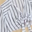 PCF * Nữ Puff Dài Tay Đi Biển Áo Sơ Mi Cổ Chữ V Thắt Nơ Phía Trước Shrug Sọc Crop Cardigan Bộ Đồ Tắm Sheer Cover U