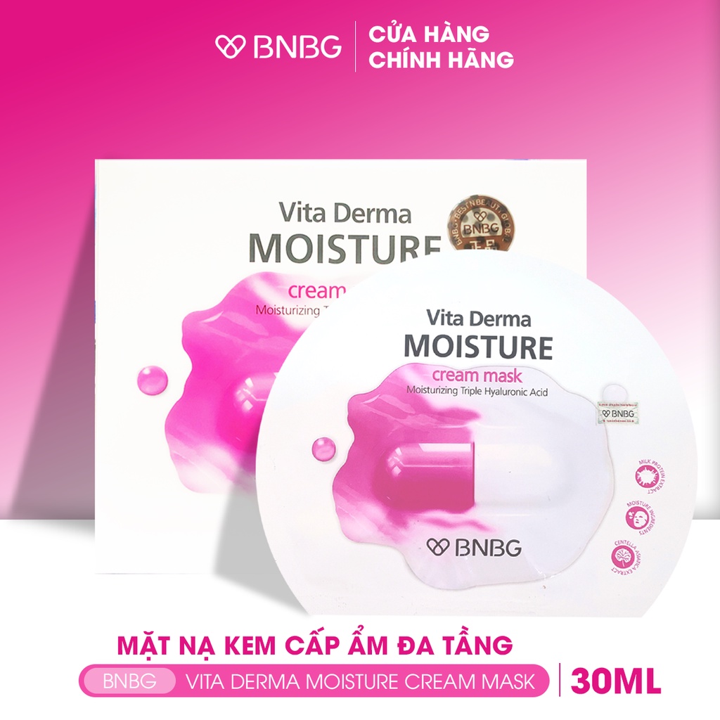 Ảnh Combo 10 Mặt Nạ BNBG Hỗ Trợ Cấp Ẩm Đa Tầng Sáng Hồng Làn Da BNBG Vita Derma Moisture Cream Mask 30mlx10 4