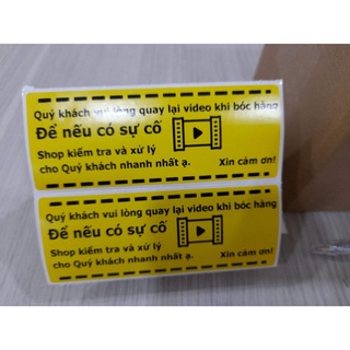 Sét 100 Tem màu vàng note khách quay video có sẵn keo kích thước 10,3 x 4cm