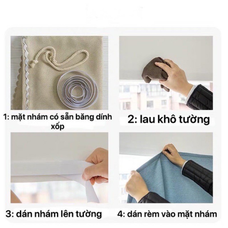 Ảnh Rèm cửa dán tường Levika xanh dịu lá Bơ hoạt tiết chữ tươi mát, không cần khoan đục giá rẻ 3