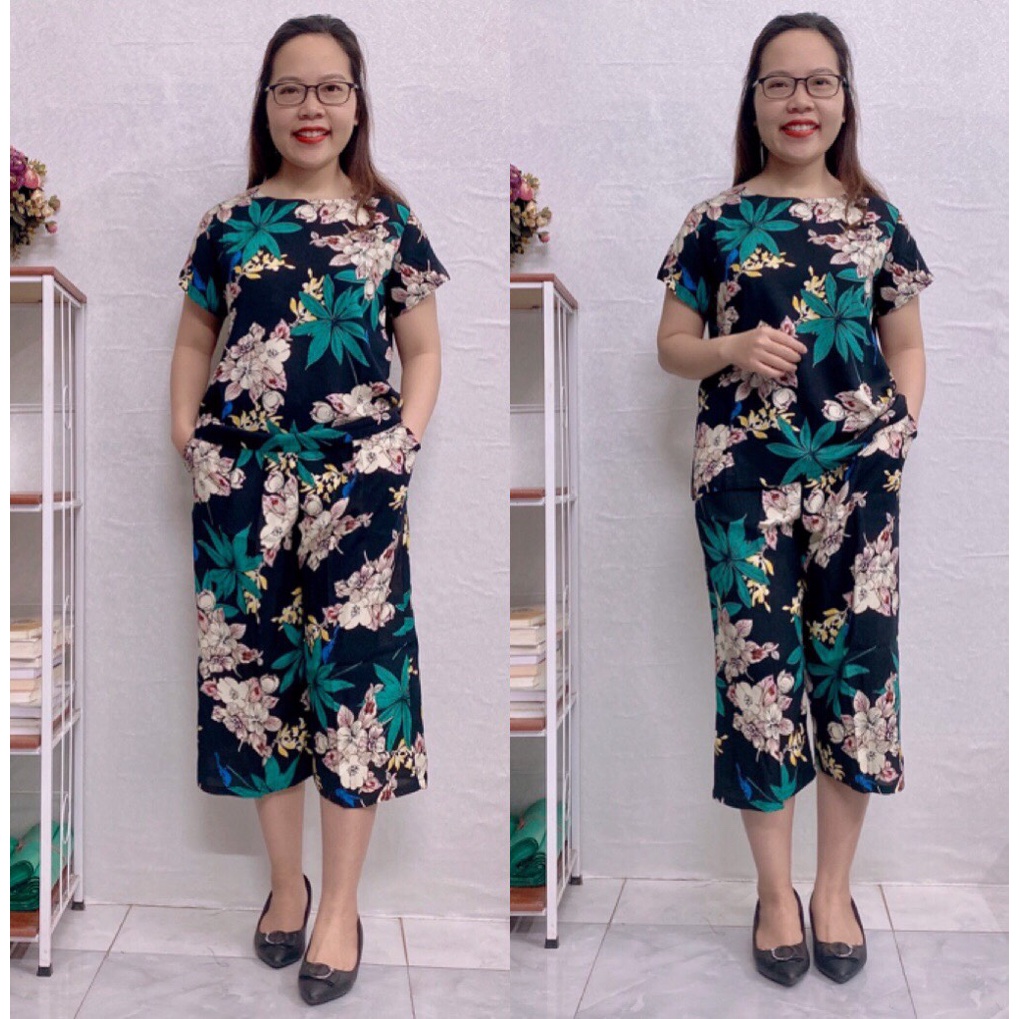 Bộ lanh Anh Thư trung niên cho mẹ - Bộ mặc nhà trung niên lanh ống sớ lửng cho người già người lớn tuổi ( mã LA)