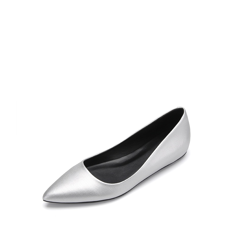Size Lớn (31-45) Bạc Mũi Nhọn Giày Đế Bằng Nữ Giày Đế Bằng Miệng Nông Giày Muỗng Giày Size Lớn 45 44 43 Công Nhân Văn Phòng Chị Em