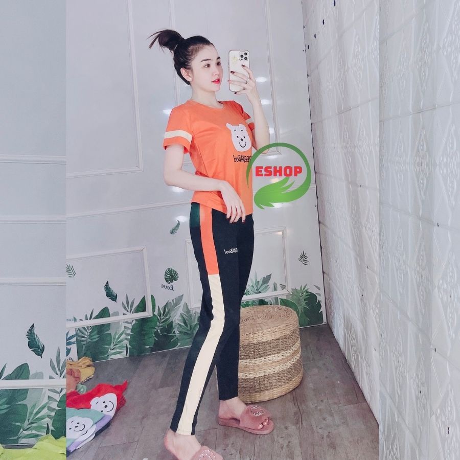 Đồ Bộ Nữ Bigsize 43-85kg Chất Thun Cotton Quần Dài Mặc Nhà Đi Chơi Thể Thao Trung Niên ESHOP DB07