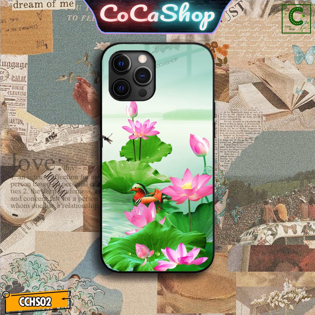 Ốp lưng iphone mặt kính in hình siêu đẹp  - Đóa sen hồng tươi mát - 6/6plus/6s/6splus/7/7plus/8/8plus/x/.....