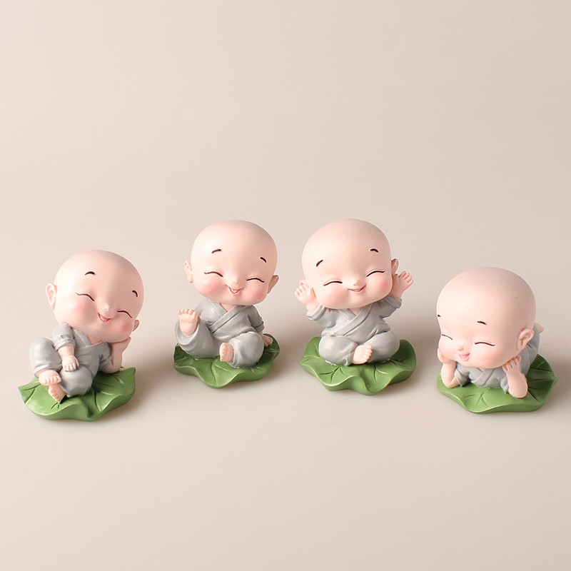 Bộ decor trang trí taplo ô tô Thầy Sư và những Chú Tiểu, phụ kiện xe hơi sáng tạo
