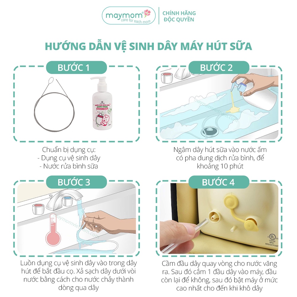 Mô tả Dụng cụ vệ sinh dây hút máy hút sữa Maymom dài 100cm - 7