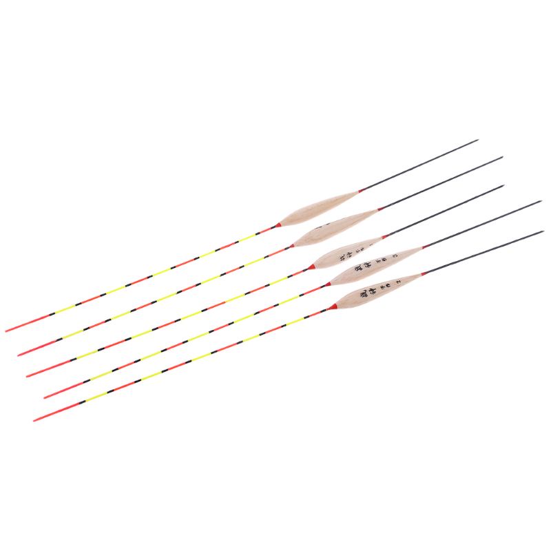 Set 5 phao câu cá phát sáng ban đêm bằng gỗ kèm chì tiện dụng