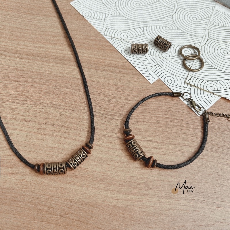 Vòng Mineko - vòng tay, vòng cổ/ dây charm chuyền khoanh trụ retro