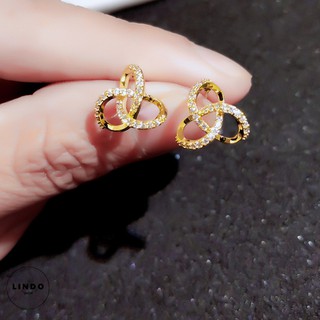 Khuyên tai nữ thời trang bạch kim đính đá láp lánh LINDO
