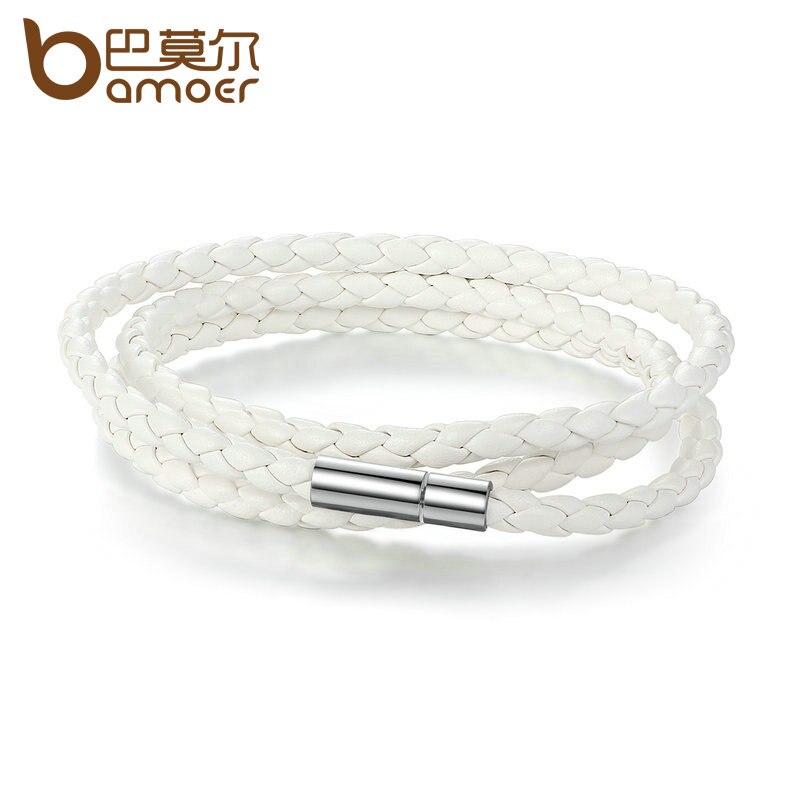 Ảnh Vòng tay BAMOER PI0063 thiết kế dây da với khóa từ tính có thể điều chỉnh năng động cho nam nữ 3