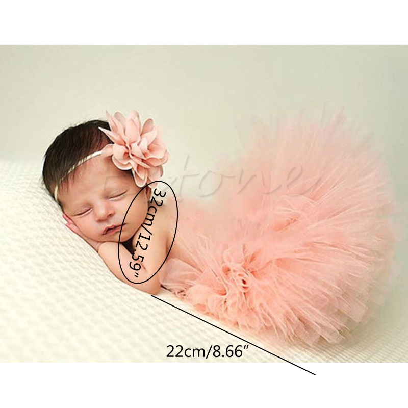 Dasbsug Sơ Sinh Bé Gái Đạo Cụ Chụp Ảnh Bé Gái Công Chúa Tutu Váy Đầu Bé Gái Mới Sinh Ảnh Pettiskirt Fotog