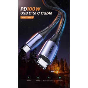 UGREEN USB-C 1 Mét Đến Cáp USB-C, Giao Điện 100W USB C 3.1 Gen 2 10Gbps 4K Video