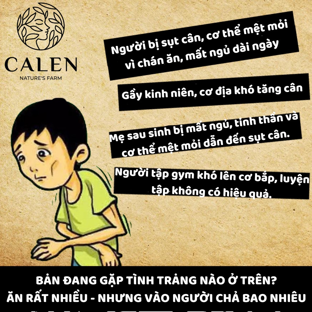 Trà túi lọc hỗ trợ tăng cân tăng cơ Calen không tích nước, không phù nề, hiệu quả sau 1 tháng sử dụng bịch 30 lọc