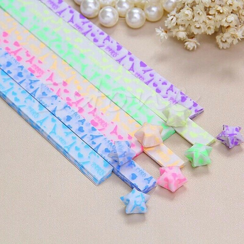 Redbaiaa1 30 Chiếc Dạ Quang Ngôi Sao May Mắn Gấp Giấy Origami Ngôi Sao May Mắn Origami Giấy Ruy Băng