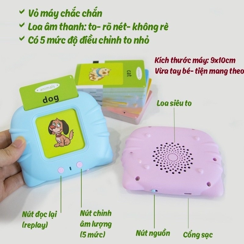 Máy đọc thẻ flashcard từ vựng tiếng anh giáo dục sớm cho bé loại 1 gồm 112 thẻ 224 từ vựng đồ chơi phát triển trí tuệ