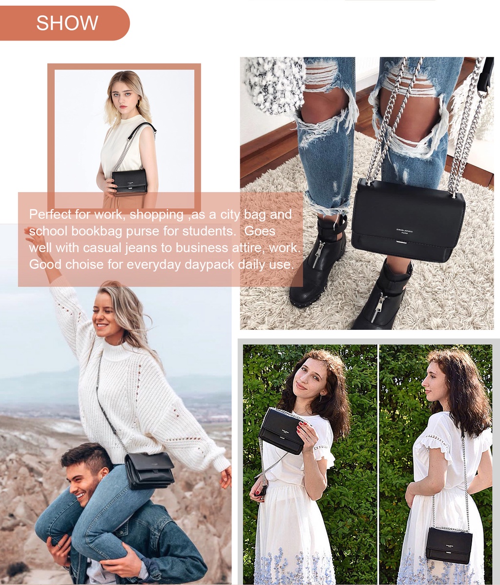 Mô tả Túi đeo chéo DAVID JONES phong cách paris nắp gập thời trang dành cho nữ - 6