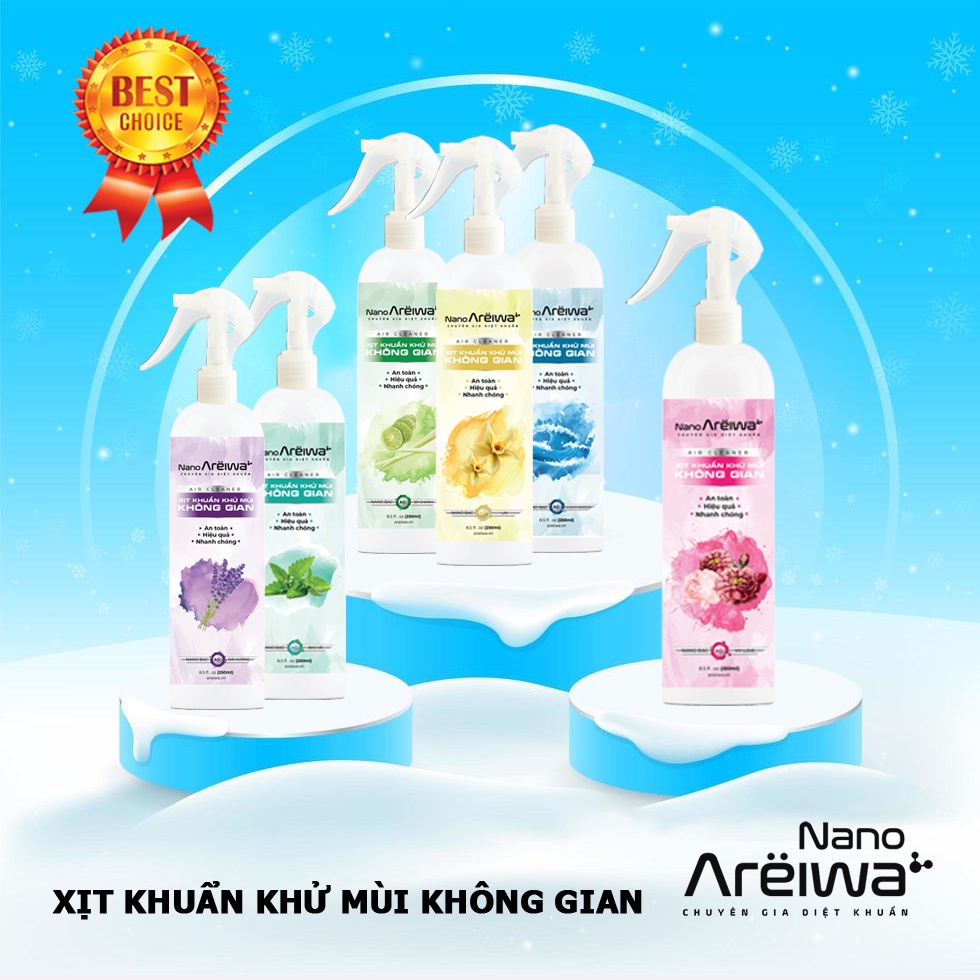 Xịt thơm phòng khử mùi diệt khuẩn và đuổi muỗi côn trùng Nano Areiwa 250ml - Tinh dầu thiên nhiên an toàn hiệu quả  quả