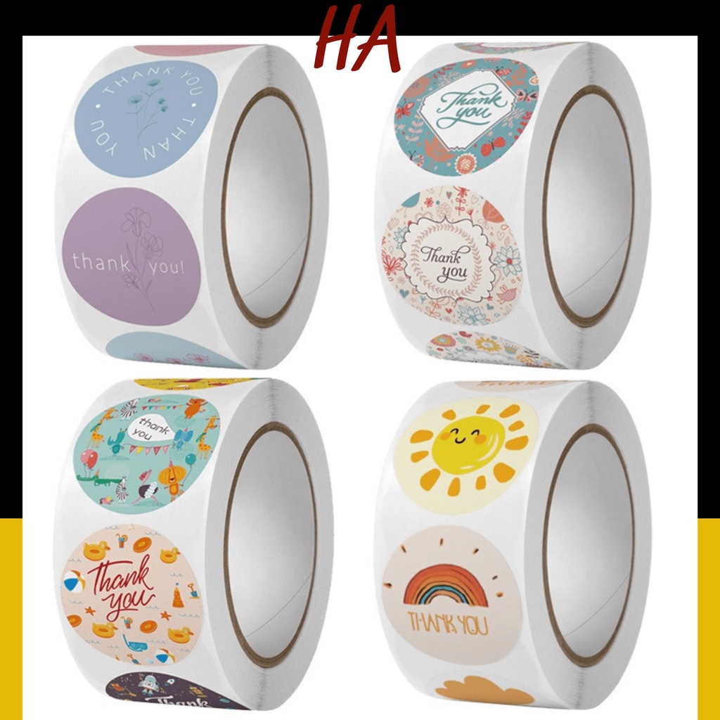 Tem sticker THANK YOU đóng gói trang trí (cuộn 500 tem) | Shopee Việt Nam