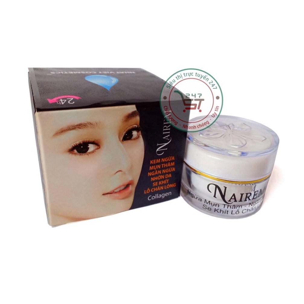 Kem Mụn Thâm Trắng da Giảm nhờn Se khít lỗ chân lông Nairem 6g (Đen)