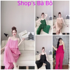 Set hai dây dập ly mặc nhà, mặc ngủ, mặc đi chơi cho nữ, vải lụa, thiết kế siêu xinh, siêu sang