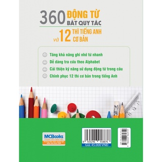 Sách - 360 Động Từ Bất Quy Tắc Và 12 Thì Cơ Bản Trong Tiếng Anh Bản Khổ To Cho Người Học Cơ Bản - Học Kèm App Online