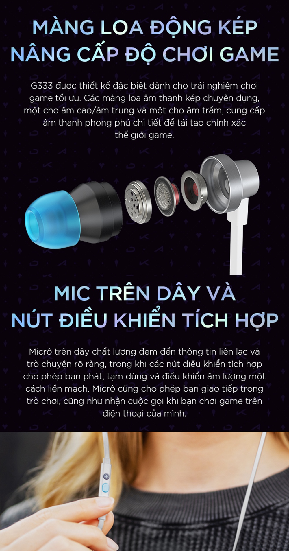 Mic và Điều khiển Logitech G333 KDA