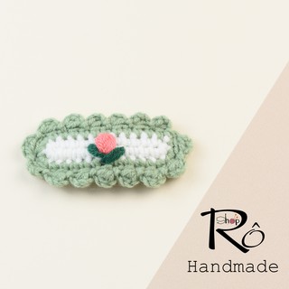 Kẹp tóc len xinh viền hoa nhiều màu cho nữ và bé gái 6.5cm |Cặp tóc Hàn Quốc |Shop Rô Handmade