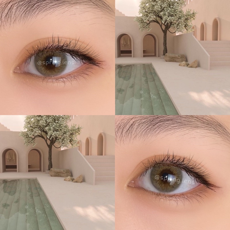 Kính áp tròng Fio Brown nâu rêu tây không giãn 1 tháng | Spring Lens