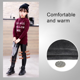 Quần legging giả da lót lông giữ ấm mùa đông thời trang cho bé gái