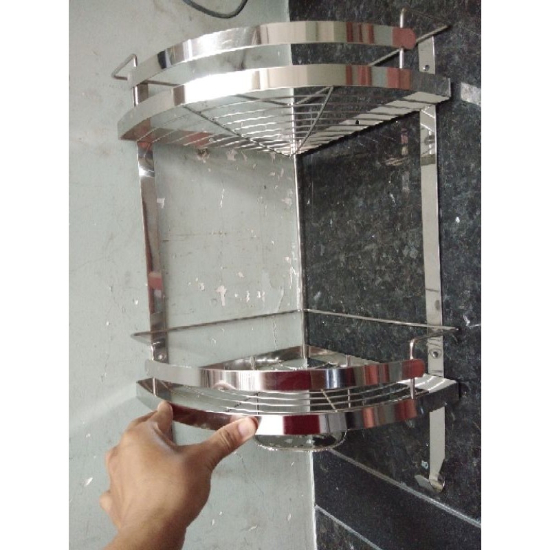 kệ góc inox 2 tầng phòng tắm. kệ góc phòng tắm inox 100%. kệ phòng tắm ...