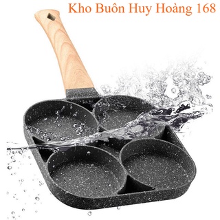 Chảo Chiên Trứng 4 Ngăn Vân Đá Chống Dính Đa Năng - Làm Bánh 4 Ngăn 4 Lỗ Tiện Dụng