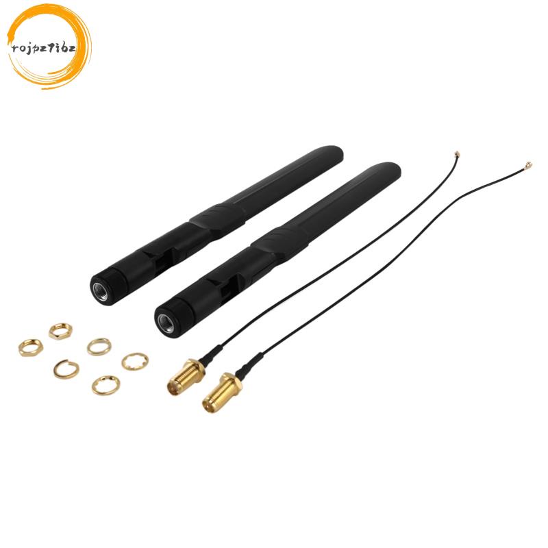 Băng tần kép WiFi 2.4GHz 5GHz 5.8GHz 8DBi RP-SMA Ăng-ten nam & 20cm 8 Inch U.FL sang RP-SMA Cáp đuôi lợn nữ 2 gói