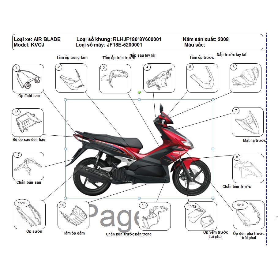 Bộ nhựa Honda Air Blade đời 2008 Shopee Việt Nam