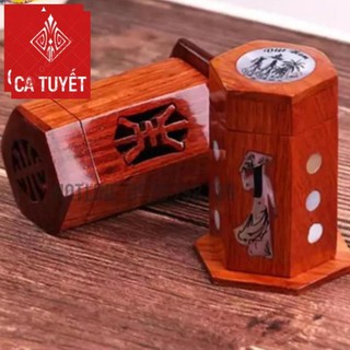 Lọ Đựng Tăm Gỗ Hương khảm Trai -  Cô Gái Việt Nam ( H )