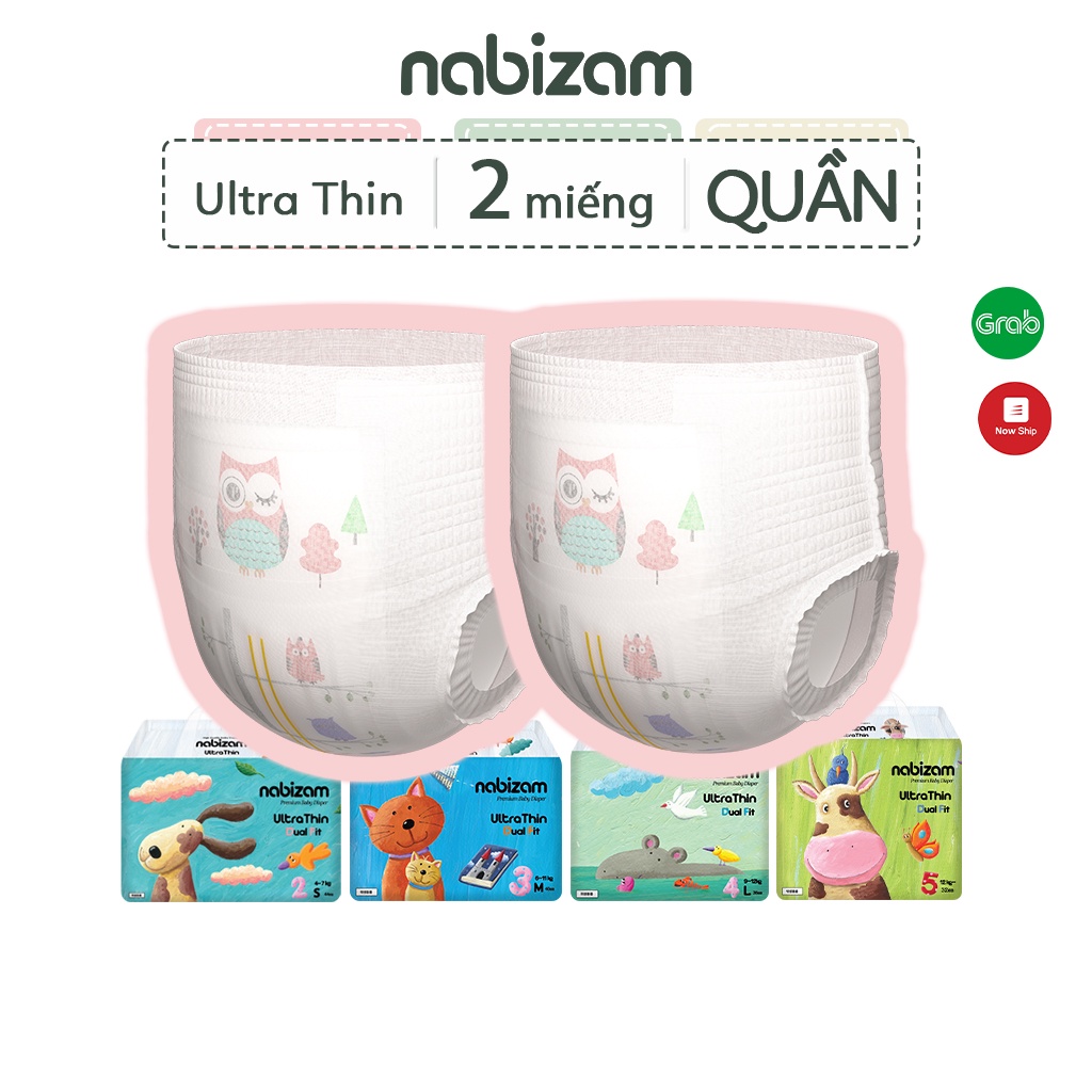 Ảnh Set 2 Miếng Tã/Bỉm Quần NABIZAM Ultra Thin Mỏng Vượt Trội, Chống Tràn Size M32/L30/XL26/2XL22/3XL20 Cho Bé 6-25kg 1