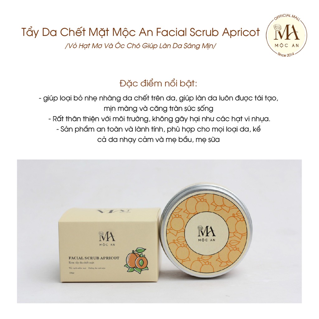 Ảnh Tẩy Da Chết Mặt Mộc An Vỏ Hạt Mơ Và Óc Chó Facial Scrub Apricot - Giúp Làn Da Sáng Mịn 100g 2