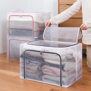 Túi đựng quần áo khung sắt 66l trong suốt cao cấp (Loại 1)
