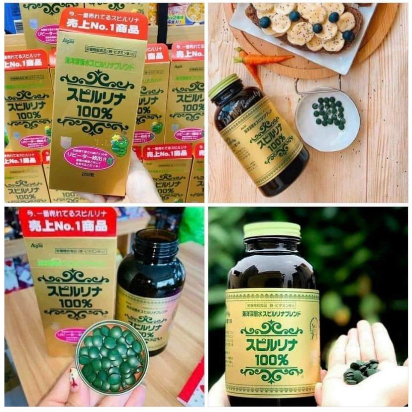 Tảo xoắn Spirulina Nhật Bản hộp 2200 Viên